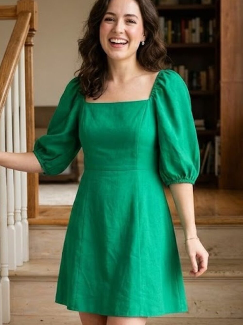 SALE Isabel & Nina Short Sleeve Babydoll Dress Women's Size S Green MSRP $79
